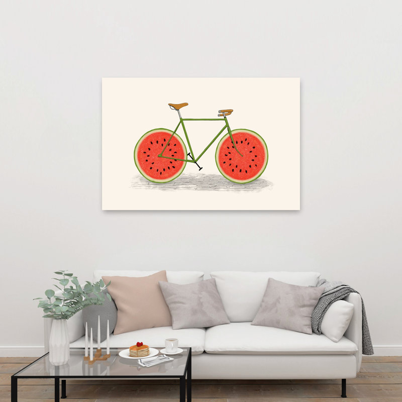 Watermelon, impression d'art mural contemporain bicyclette, H 40 po x l 60 po