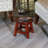 Carved Wooden Step Stool with Floral Motif-125616330
