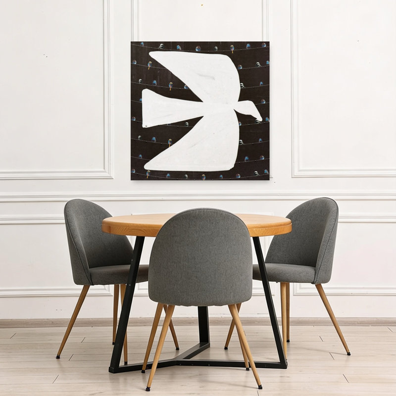 «White Peace Dove Serene Contemporary Bird Nature», art mural, H 36 po x l 36 po