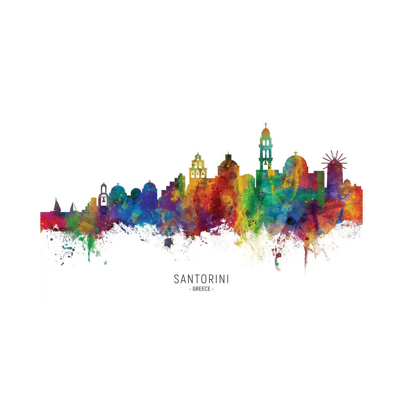 Santorini Greece Skyline by Michael Tompsett - Wrapped Canvas Gallery-Wrapped Canvas Giclée, 20.32cm H x 30.48cm W