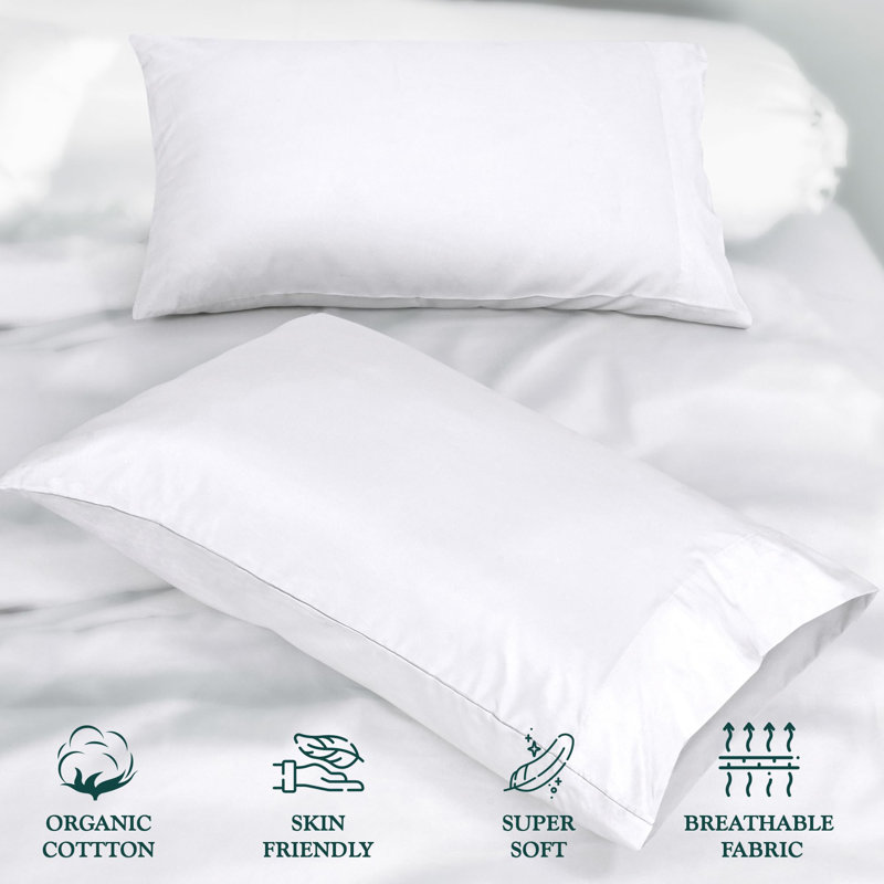 ROYALE LINENS 300 Thread Count 100% Long Staple Combed Cotton Pillowcases Set of 2 - Ultra Soft -  Bed Pillow Cover - 20"x30" - Breathable, Cool & Crisp Percale White Pillow Cases