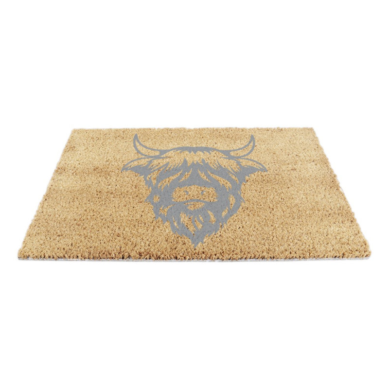 Southport Highland Cow Kitchen Mat, Grey/Yellow