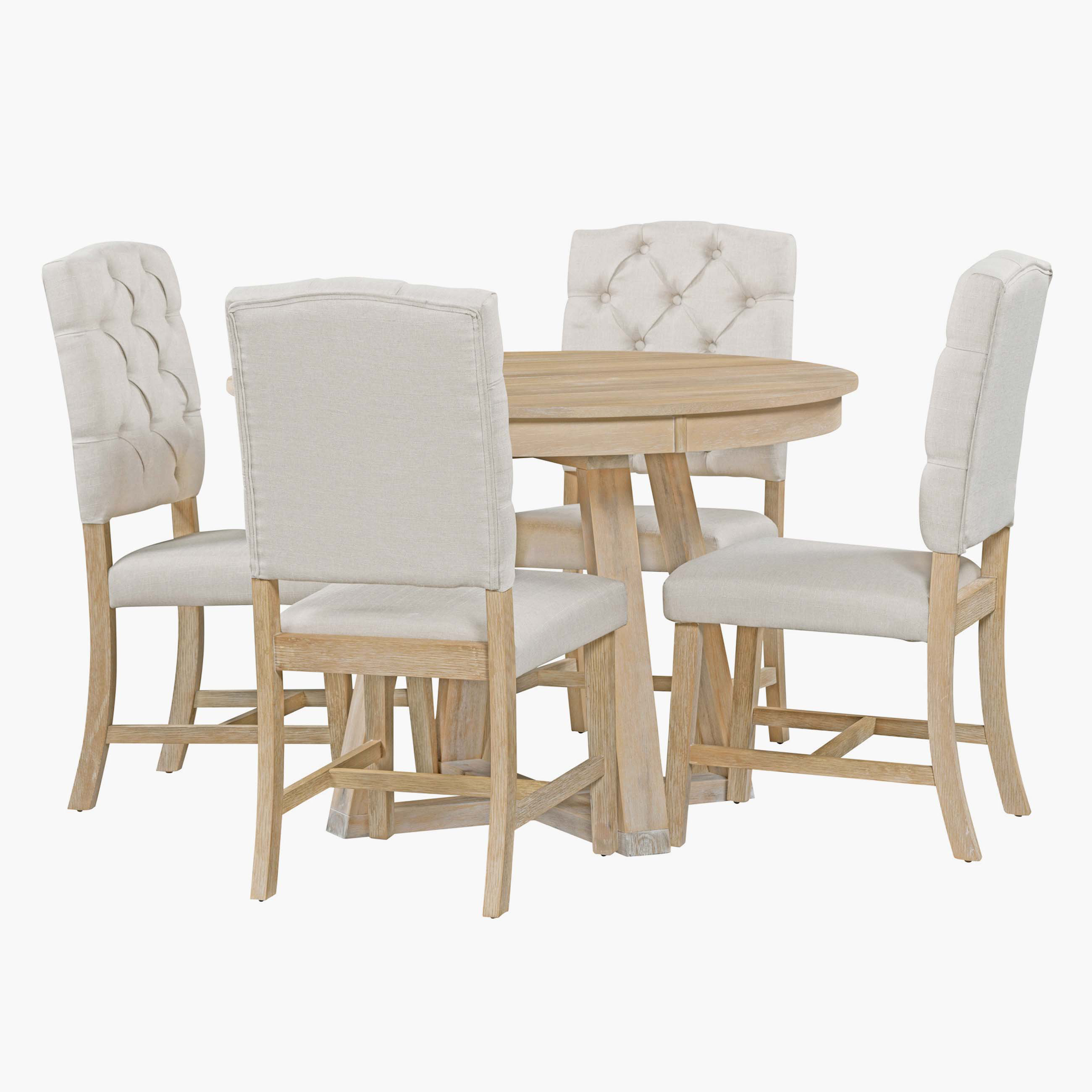 Lark Manor™ 5Piece Retro Functional Dining Set, Round Table with a 16