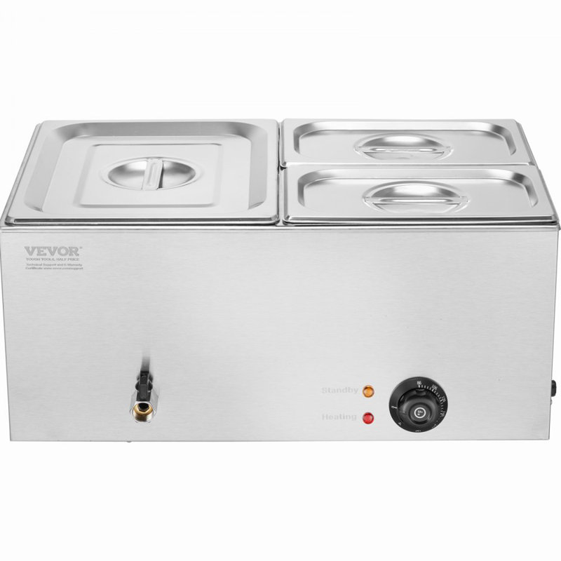 Chauffe-plat commercial commercial à 3 casseroles avec comptoir 17 pintes Bain Marie