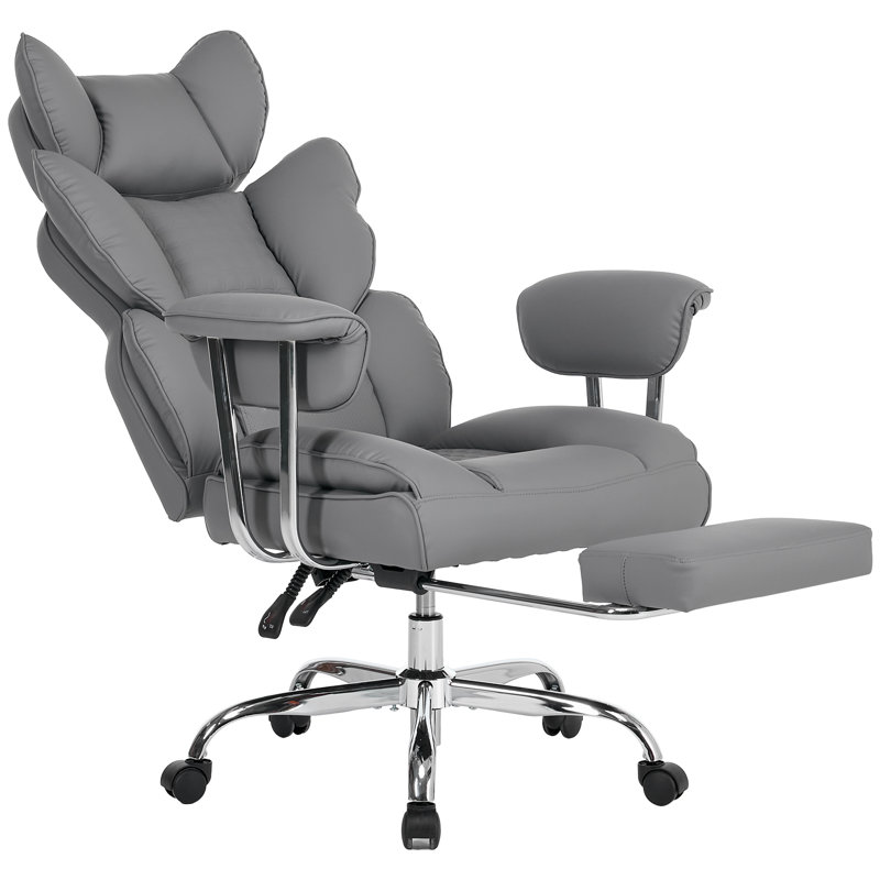 Fauteuil de direction ergonomique grand et haut Katsunori avec repose-pieds et coussin, Gris