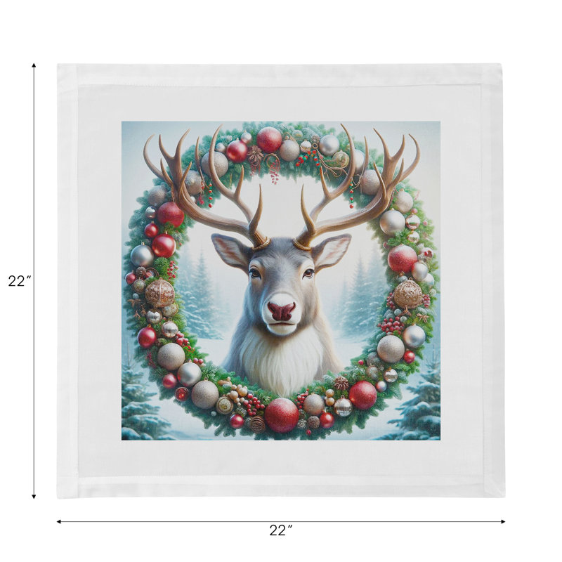 Serviettes de table en satin de coton Claus Reindeer