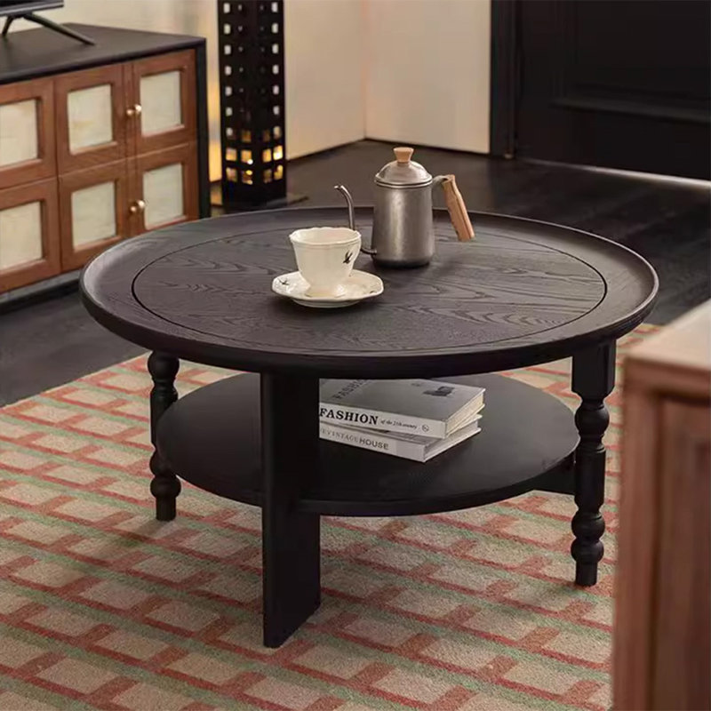French-style round coffee table, 16.54" H x 31.49" L x 31.49" W