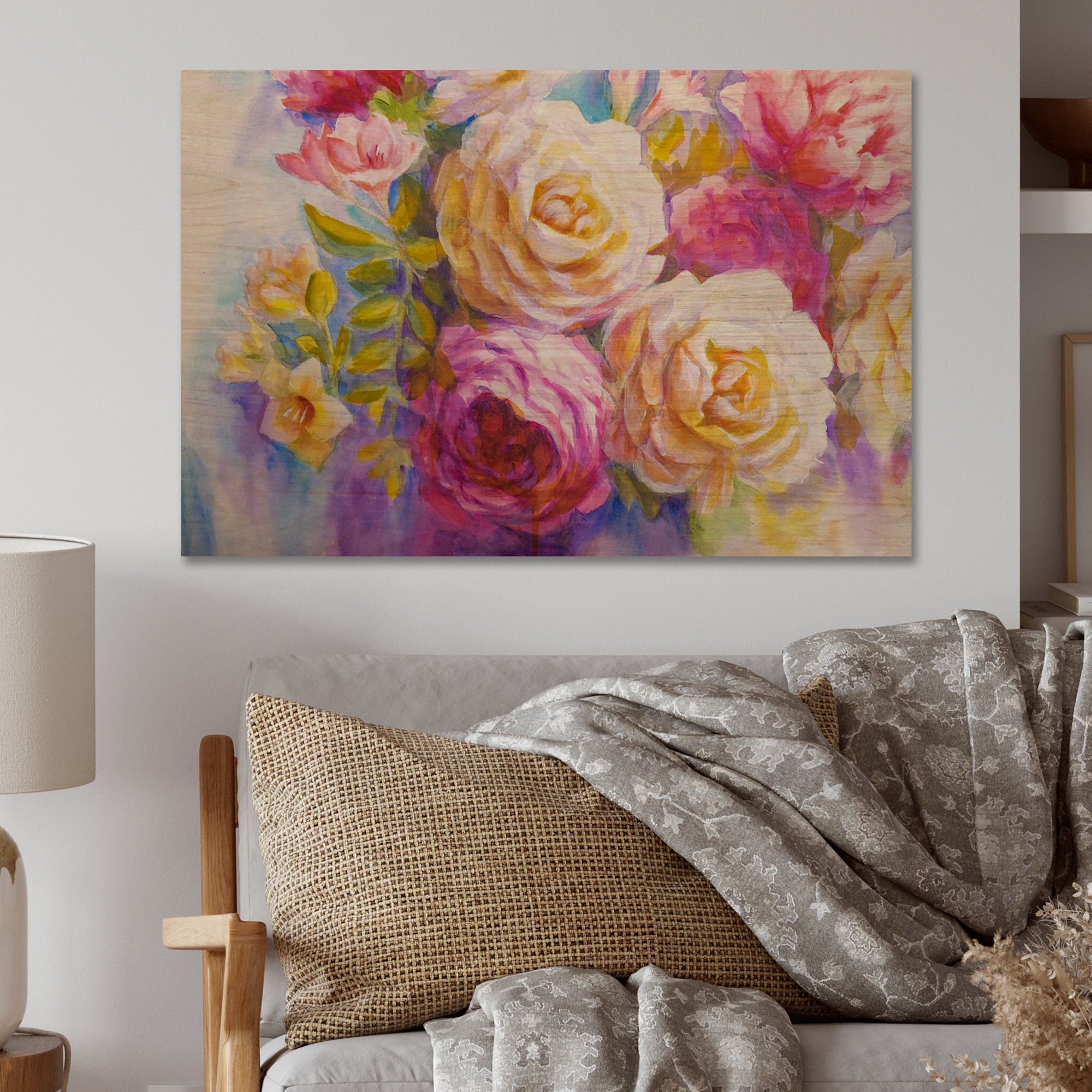 House of Hampton® Peonies And Roses Bouquet II On Wood Print