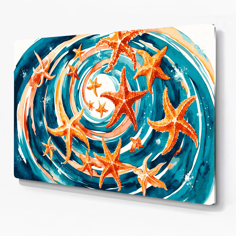 Nautique, étoile de mer, art mural en métal bleu, H 8 po x l 10 po
