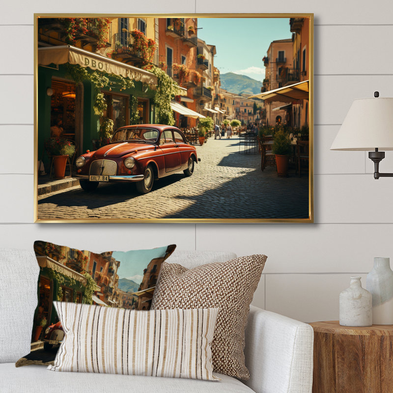 Italie, Italie, Dolce Vita - Italie, art mural, Cadre flottant doré, 12" H x 20" W