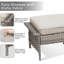 Ensemble de 2 repose-pieds d'extérieur en osier PE, coussins de patio en rotin gris avec coussins beiges pour cour ou terrasse-478257897