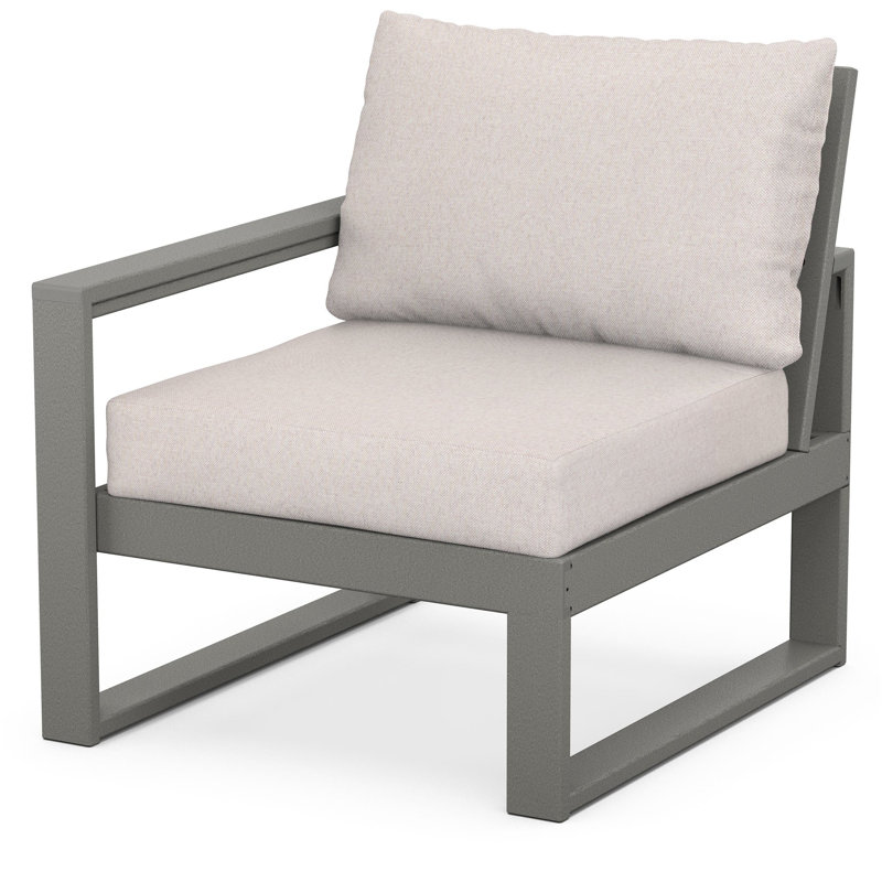 POLYWOOD Outdoor Lounge Chair, Slate Gray, Dune Burlap