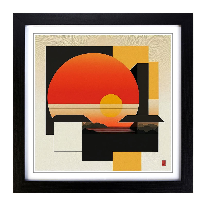 Japanese Sunset Suprematism - Framed Print, Black