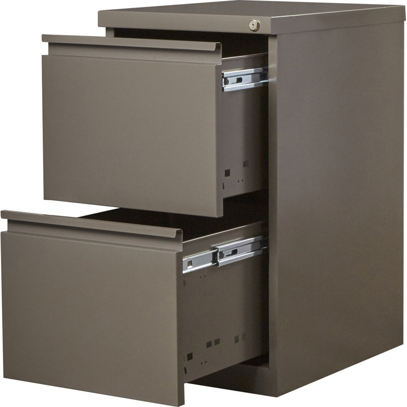 15'' Wide 2 -Drawer Mobile Steel File Cabinet, Dark Espresso