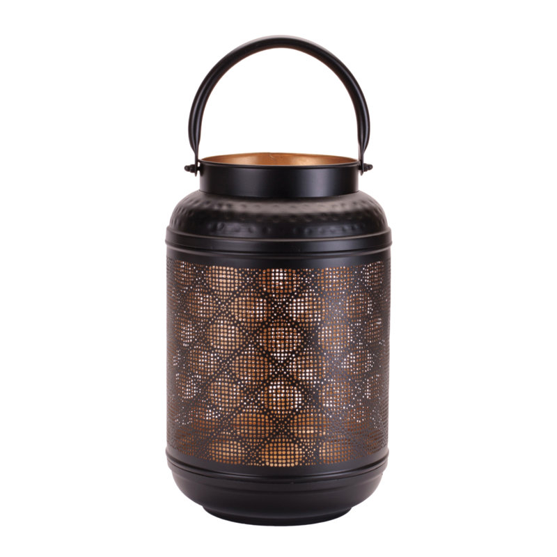 Decorative Cut-Out Metal Lantern, 12.75"H