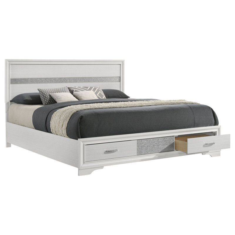 Lit avec rangement Mid-Century, California King, White