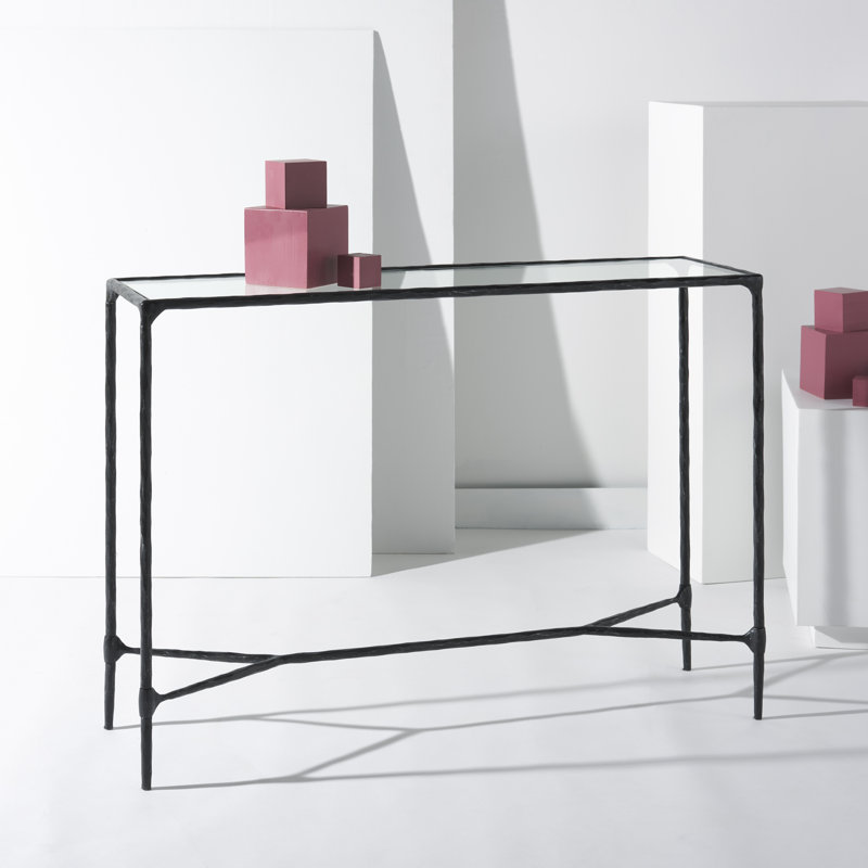 Sewall Metal And Glass Console Table, Black