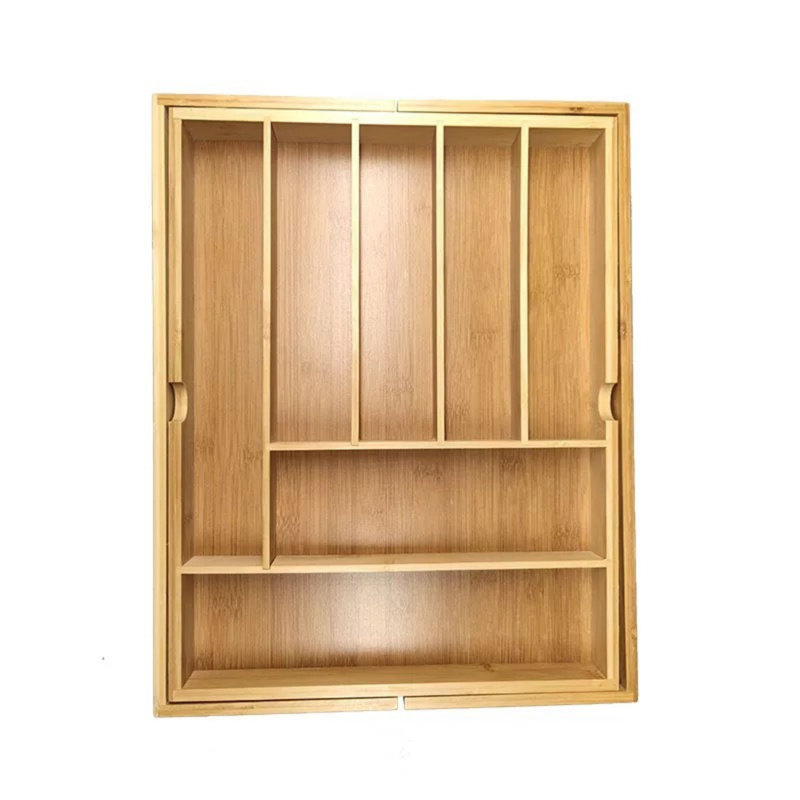 Organisateur de tiroir extensible en bambou pour ustensiles - Plateau à couverts réglable avec séparateurs pour l'argenterie, les couverts et les couteaux dans la cuisine, la chambre à coucher ou le salon