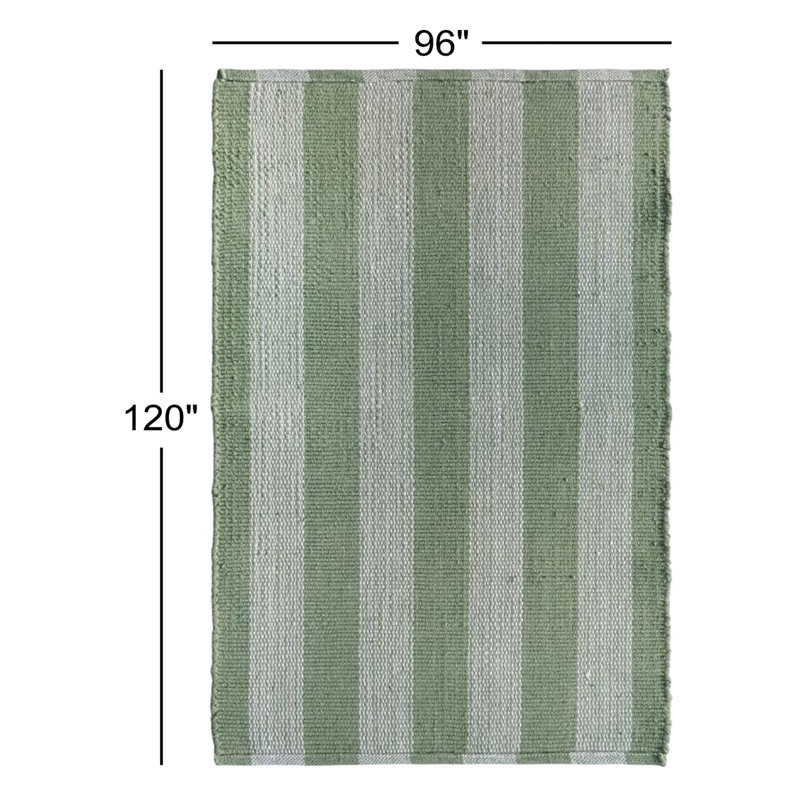 Tapis performance d'intérieur / extérieur fait à la main Jeanette Bram, Rectangulaire 8 pi x 10 pi, Vert