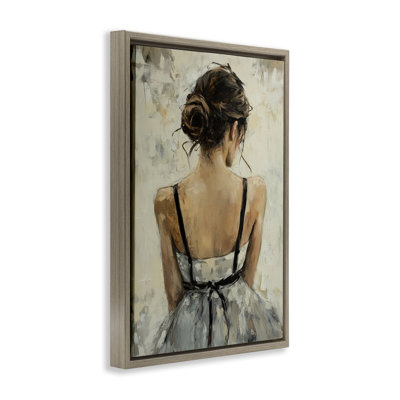 Back View Female in Dress Floating Frame, design by Petal Prints Design