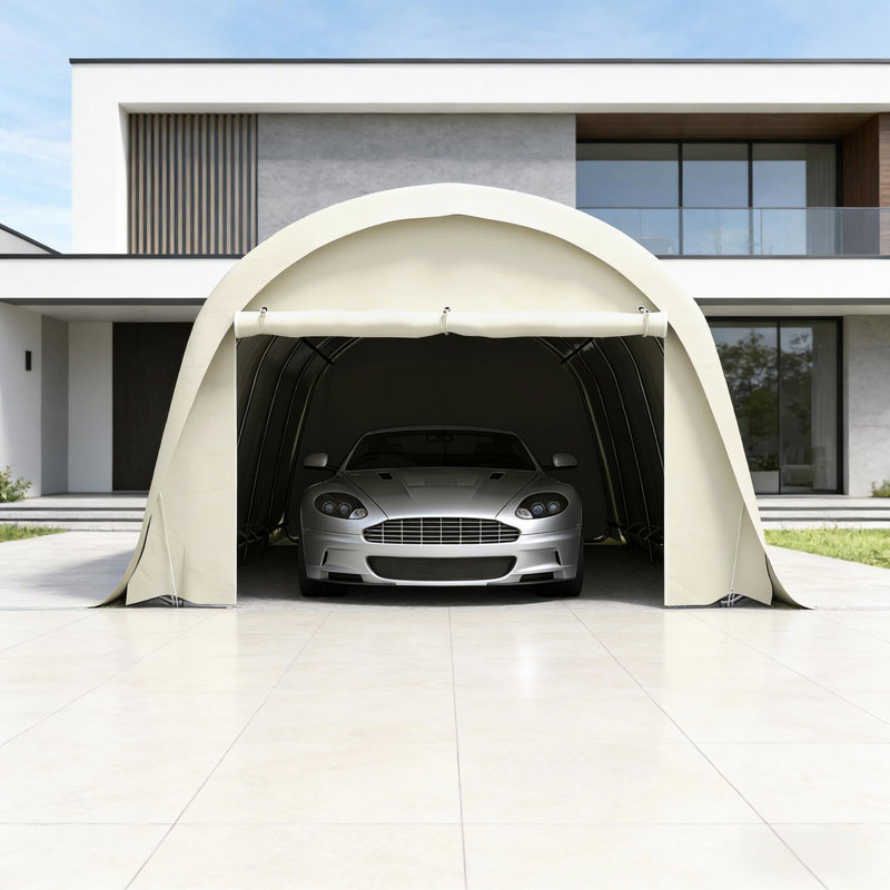 Tente pour auvent de voiture robuste de 12 x 23,6 pi, couvercle Upf50 + PE, tubes en acier galvanisé, bord allongé pour plus de stabilité, auvent spacieux polyvalent, enceinte, cadre, voitures et fêtes faciles d'accès