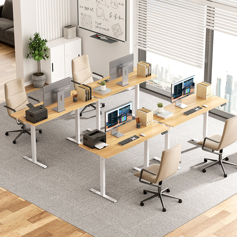 Standing Desk Max - Adjustable Height Home Office Desk, 48" W x 24" D, White Oak/White