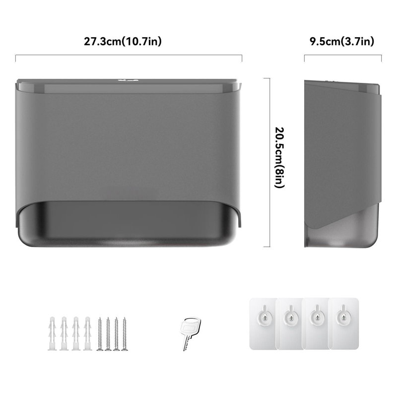 Support commercial pour distributeur de papier essuie-tout commercial - Support à essuie-mains pliable et plié en C conforme à l'ADA pour les toilettes, le bureau et la clinique. ABS verrouillable, sans perçage, L 10,8 po x l 3,5 po x H 8 po
