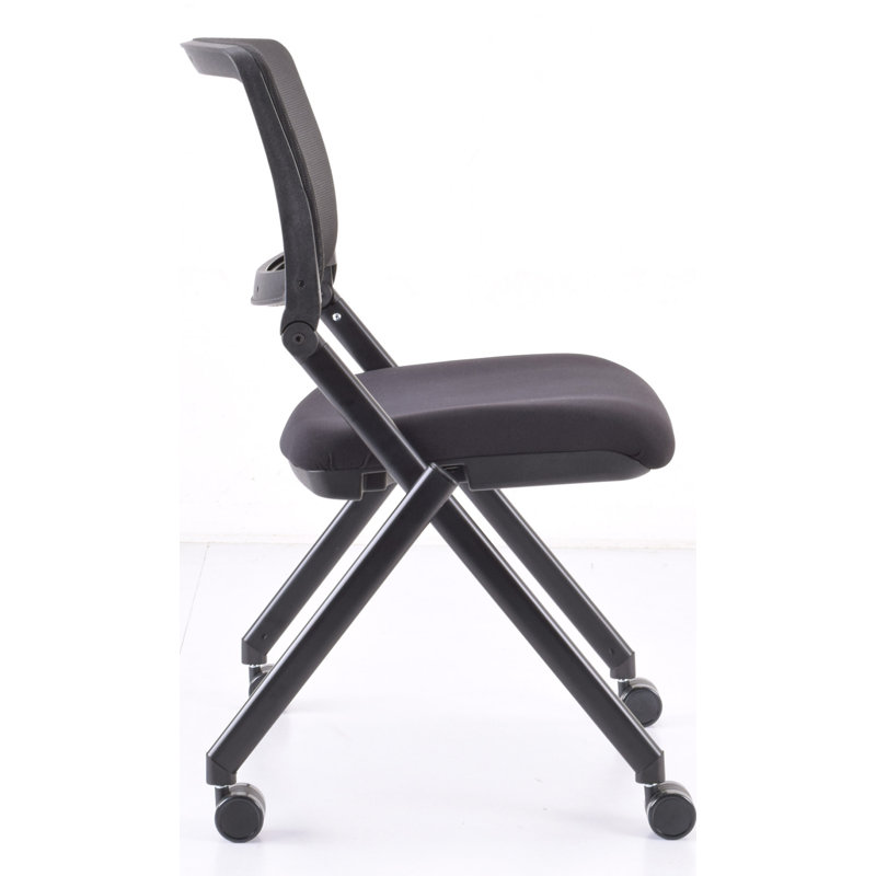 Black Mesh Back Folding Reception Chair with Metal Frame