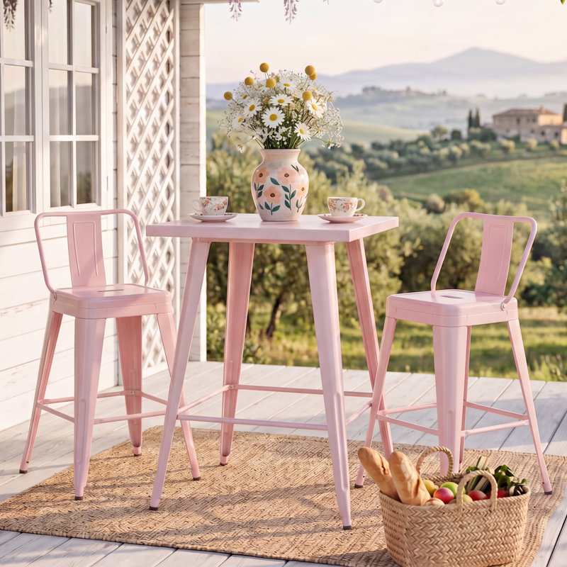 Ensemble de bar et tabourets 3 pièces, Pink