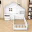 Lit maison avec 2 tiroirs, tablettes, prises et port USB-4216766