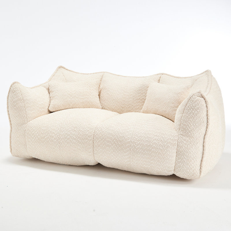 Fauteuil à billes Boneless avec mousse très résistante, canapé carré confortable, Beige