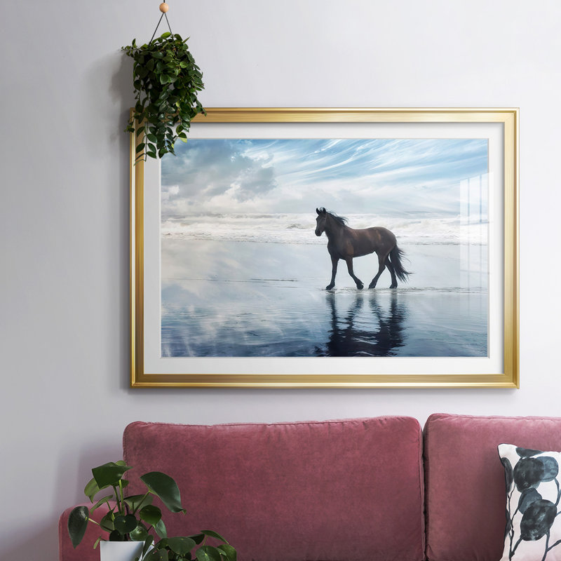 Horse Motion VI, reproduction d'art sur papier, Or, H 30 po x l 44 po x P 1,5 po