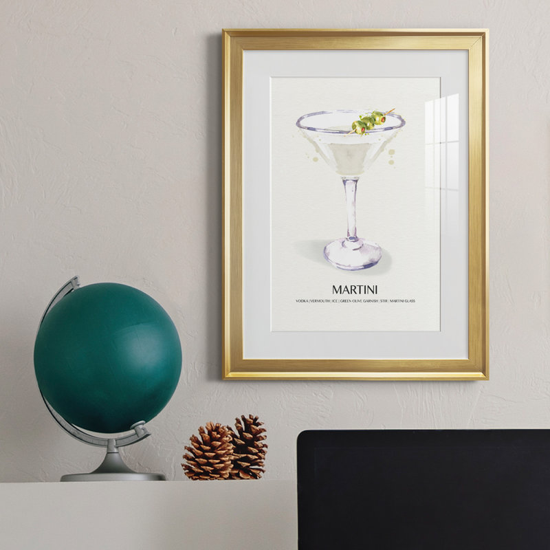 Martini - peinture encadrée, H 22,5 po x l 30,5 po x P 1,5 po, Or
