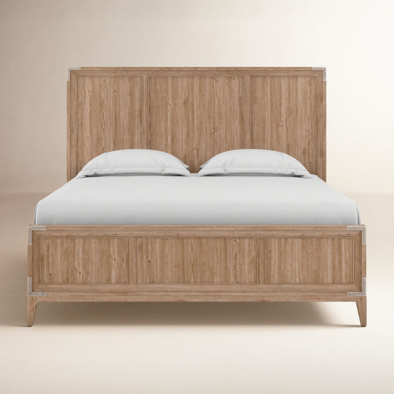 Hantz Solid Wood Low Profile Standard Bed, Grand, Chêne clair