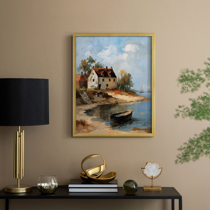 Paysages de la série Cci - reproduction encadrée de qualité supérieure - prête à être accrochée - aucun clou requis, Doré