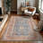 GLN Rugs Traditional Collection - Machine Washable Area Rug, Traditional Washable Rug, Non Slip Washable Rug, Low Pile Chenille Living Room Rug, Bedroom Rug, Kitchen Rug (Terra and Blue Rug)-1902671530