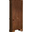 Bibliothèque en chêne bruni, armoire à deux portes, cinq tablettes avec trois réglables, gestion des câbles pour dissimuler les fils, aspect de bibliothèque en bois d'ingénierie, caractéristique, horizontal, tablettes pour câbles