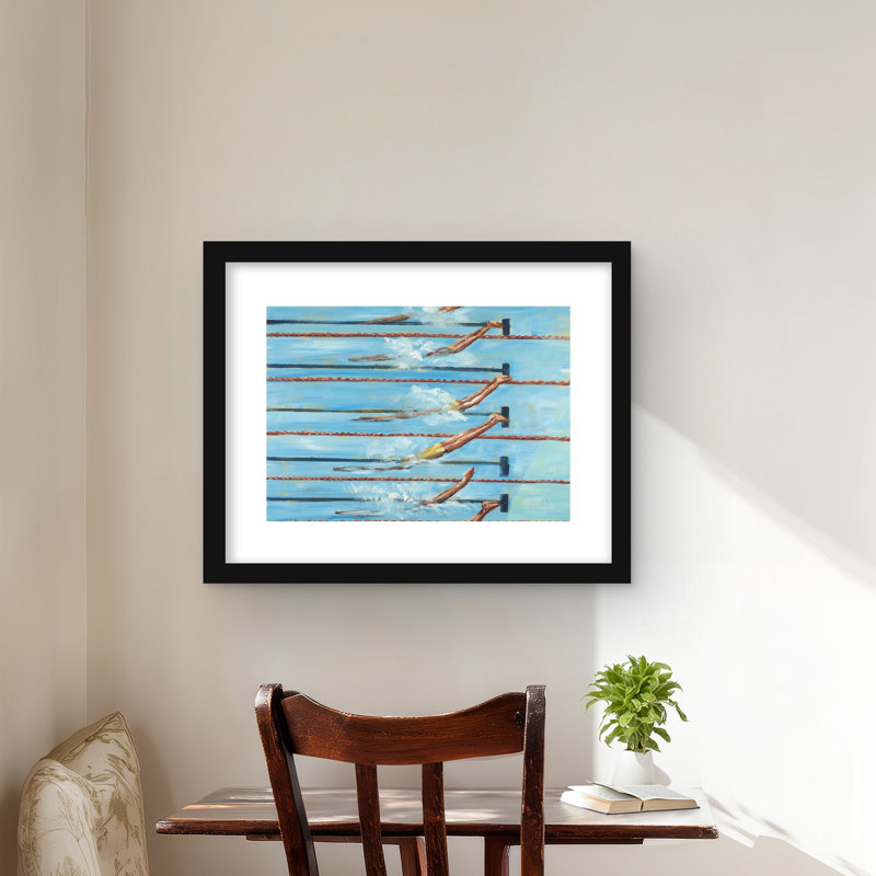 Olympic Swimmers - Contemporary Orange Framed Matted Print