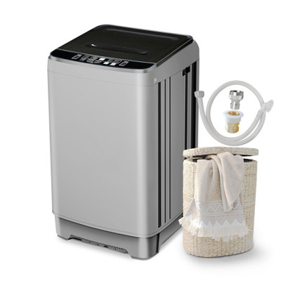 Portable Washing Machine 17.7lbs Full-Automatic Compact Washer Machine for Apartment 10 Wash Program Small Portable Washer for Dorm Apartment RV Home Silver