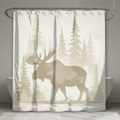 Moose In Forest Silhouette Shower Curtains Extra Long