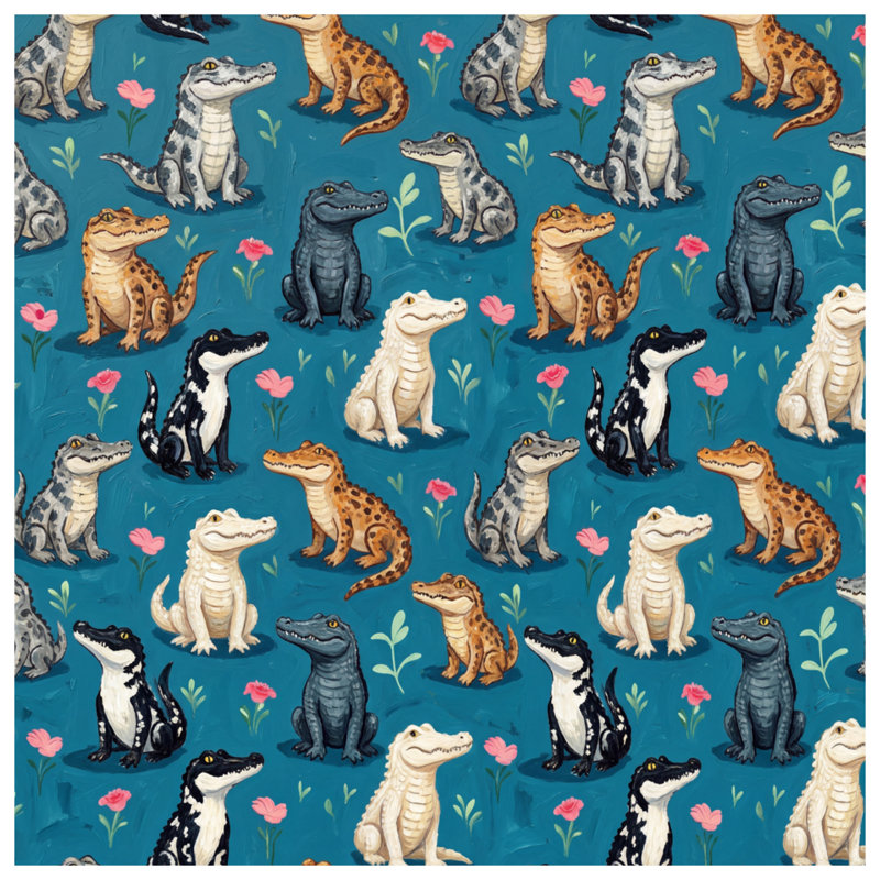 Dessin animé alligators fleurs rideaux de douche très longs, 70in W x 84in H