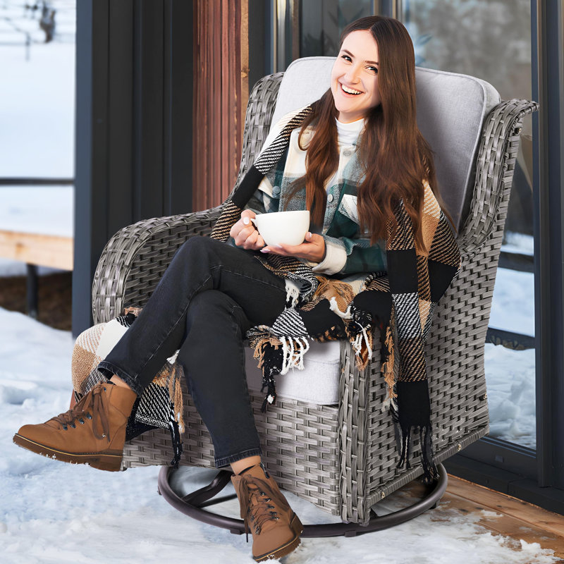 Ensemble de conversation en osier / rotin pour 5 personnes avec coussins, Cadre gris / coussin gris
