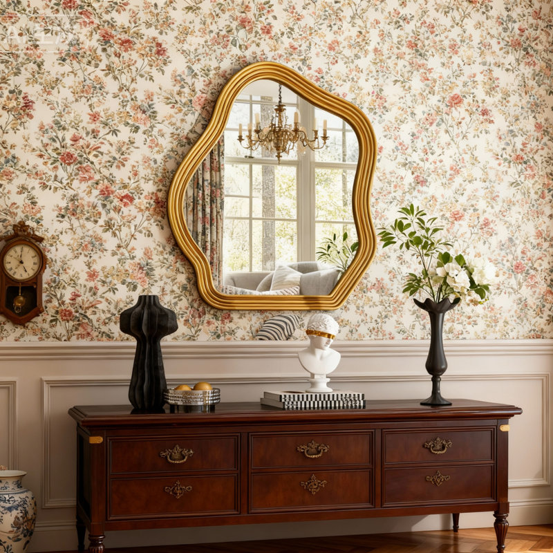 Nikitc Arch Retro Victorian Gold Accent Wall Mirror