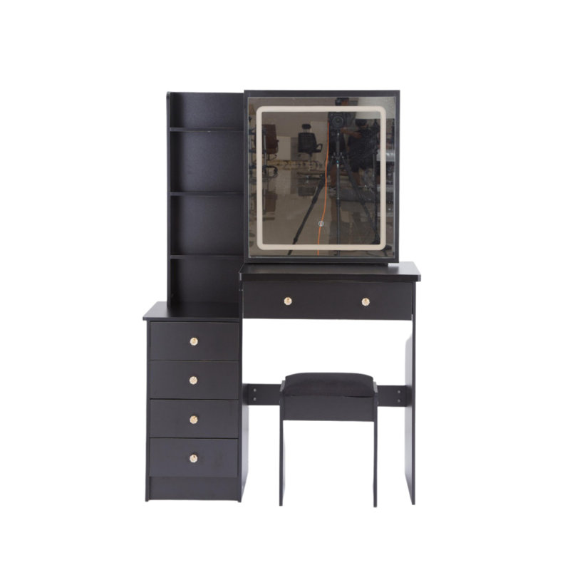 Grande commode de 41 po avec miroir tactile surdimensionné à gauche 41 po, Noir