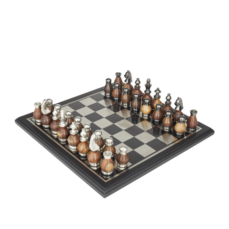Ensemble de jeu en aluminium Neta, H 4,3 po x L 16 po x l 16 po, Brun et noir