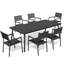 Ensemble repas de patio en métal pour 6 personnes avec table rectangulaire Currington-146649500