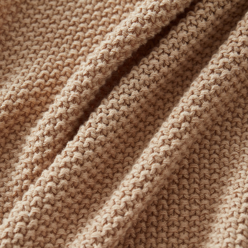 Latitude Run® Home Charlie Chunky Sweater Knit Solid Cotton Throw, Taupe