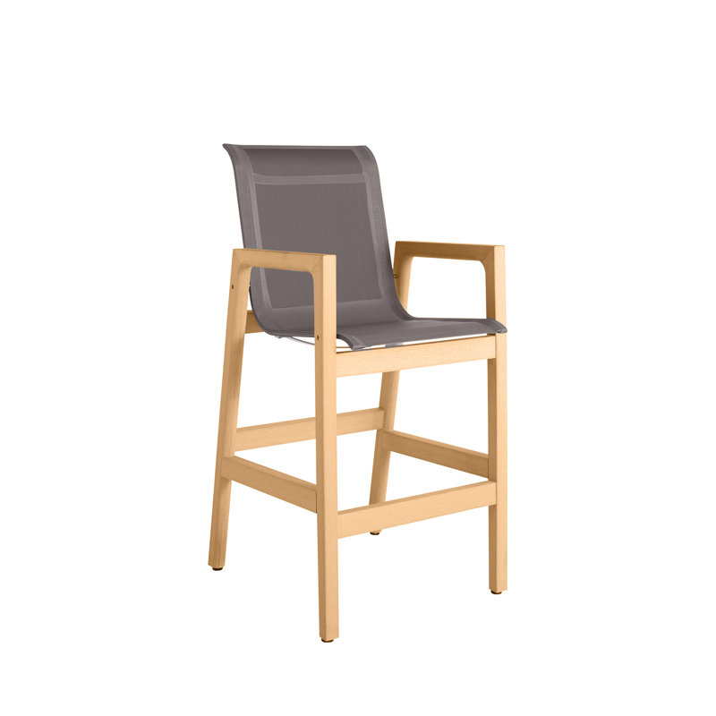 Tabouret de bar Seashore en bois naturel avec toile grise