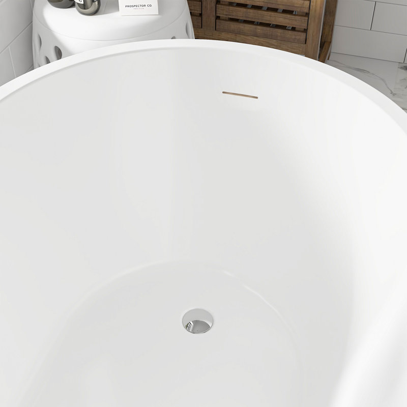 Cora 67" x 32" Freestanding Acrylic Bathtub, White/Integrated 