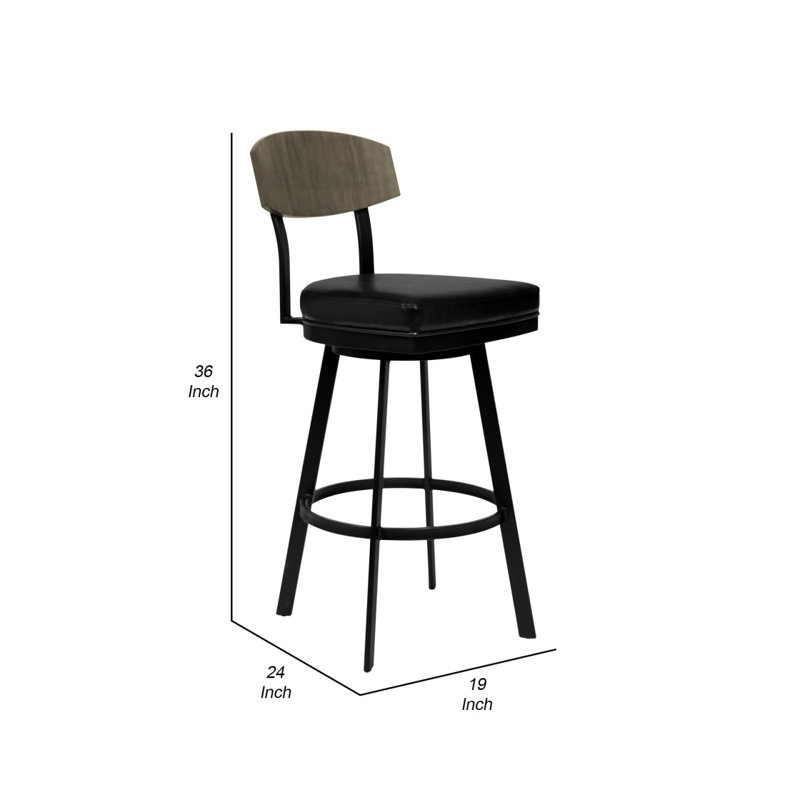 26 Inch Metal And Leatherette Swivel Barstool